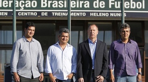  Os quatro t�cnicos da Sele��o juntos na Granja Comary